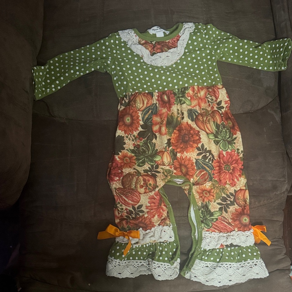 Floral and Polka Dot Baby Romper